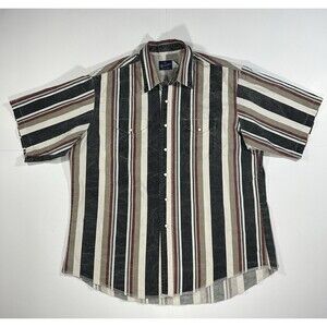 Vintage 90s Wrangler Brushpopper Striped Western Pearl Snap Shirt Aztec Men’s 2X